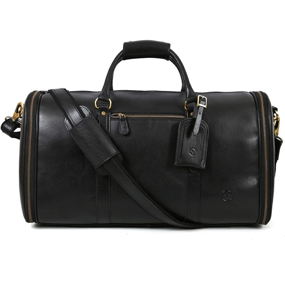 BRAND NEW EXTENDABLE REAL BUFFALO LEATHER DUFFLE TRAVEL OVERNIGHT BAG NWT - Picture 7 of 7